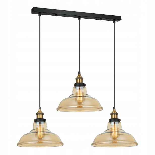 Hubert Závěsná lampa Černá Zlatá Loftová Kulatá 3xE27 40W IP20