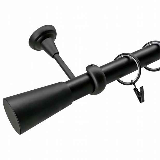 Jednoduchá garnýž kovový stropní držák černý mat mix koncovek 25 mm 140 cm