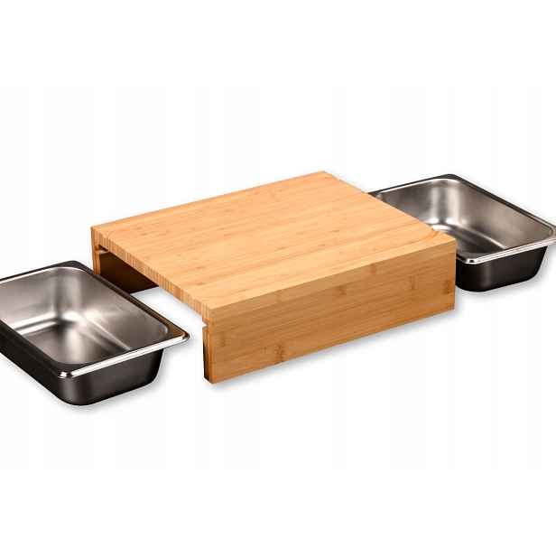 Kesper Krájecí deska se 2 nerezovými miskami, bambus, 35 x 29 x 9,5 cm