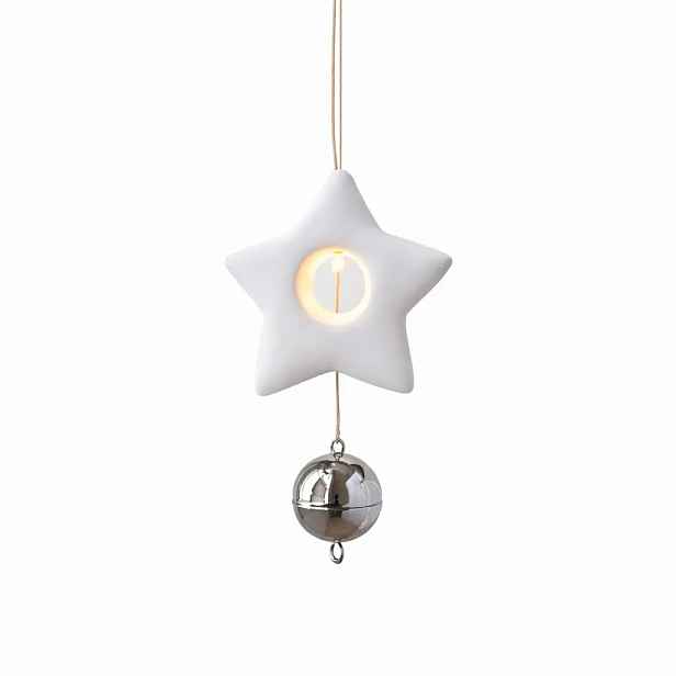 LED závěsná dekorace hvězda 8 cm, na baterie CR2032