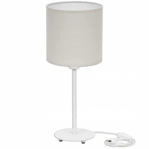 Noční Lampa Klasická Ložnice Stínítko Šedé Základna Bílá 50 cm