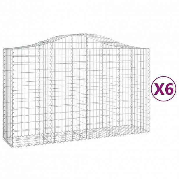 vidaXL Klenuté gabionové koše 6 ks 200x50x120/140cm pozinkované železo