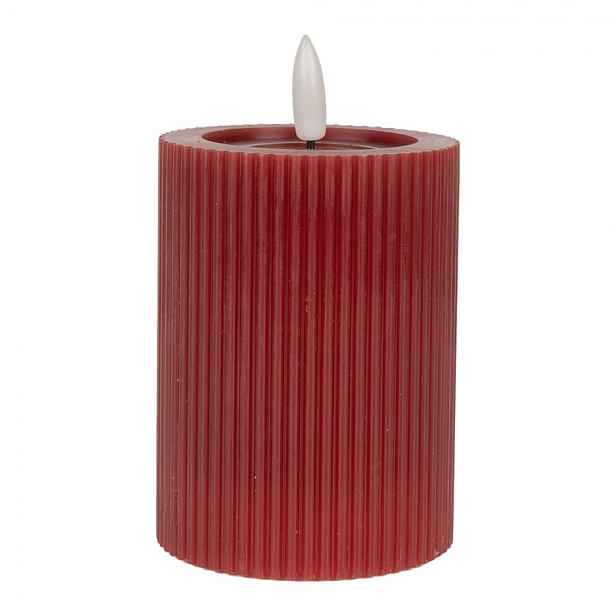 Vínová válcová svíčka s vroubkováním Led Candle - Ø 8*13 cm / 2*AA Clayre & Eef
