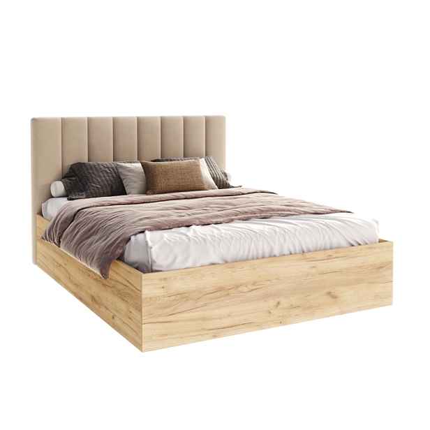 FDM Postel Grenada se zvedacím roštem Paris šedo-hnědá/dub craft, velikost 140x200