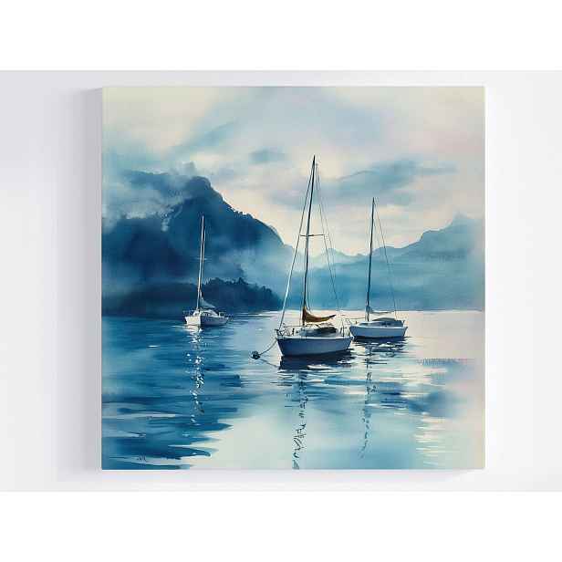 Obraz Na Plátně Canvas Krajina Voda Zátoka Hory Loď Jachta Plachetnice 50x50