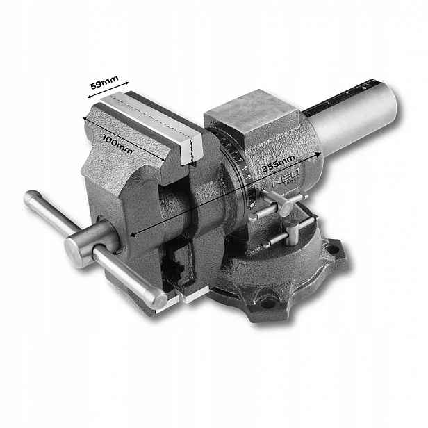 Otočný Zámečnický Svěrák 100 MM, 360 Stupňů Neo