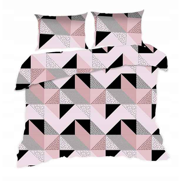 Povlečení bavlněné 160x200 1840N pudrová geometrie černá Classic E24