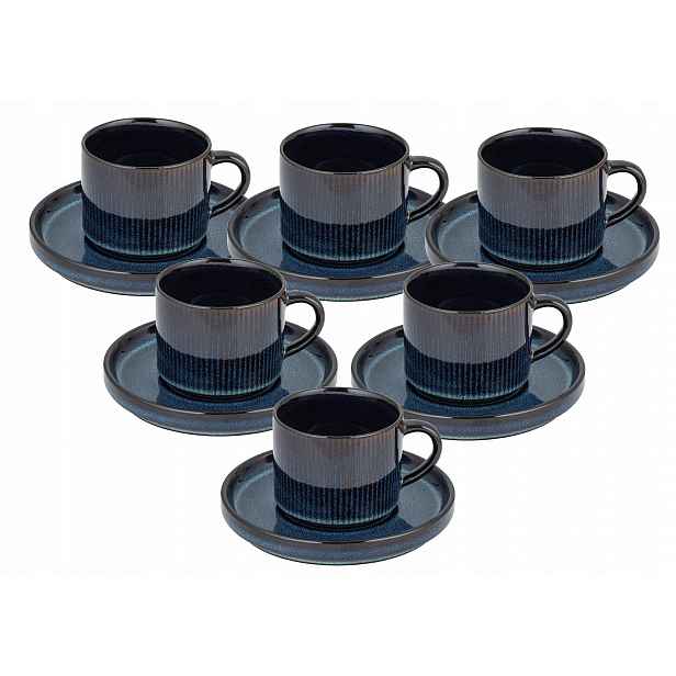 Sada 6 x Šálek s podšálkem 250 ml Retro Evia Navy Blue hra