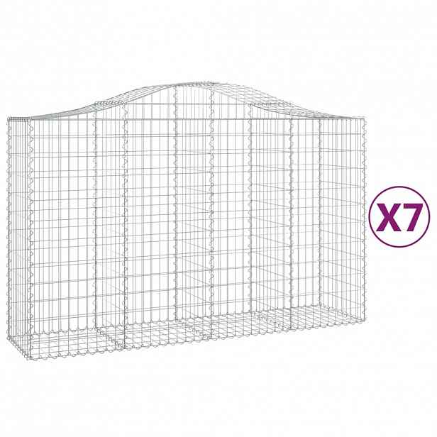 vidaXL Klenuté gabionové koše 7 ks 200x50x120/140cm pozinkované železo