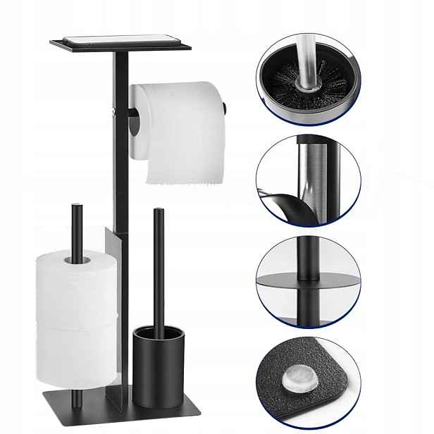 Stojan Na Náhradní Toaletní Papír 65 cm Černý Kovový Moderní Držák