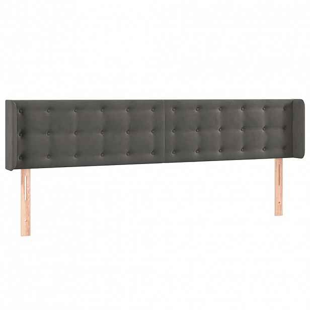 vidaXL Čelo postele typu ušák tmavě šedé 183x16x78/88 cm samet