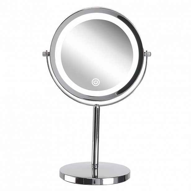 Beliani KOSMETICKÉ ZRCADLO stříbrné s LED osvětlením 20 cm Verdun
