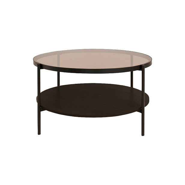 Hnědý kulatý konferenční stolek se skleněnou deskou ø 84 cm Hassel – Unique Furniture