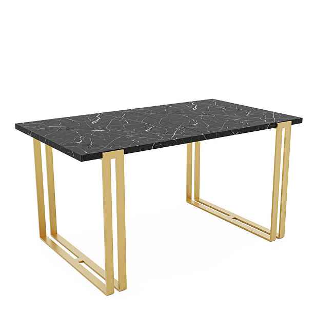 Idohome JÍDELNÍ STŮL HOLTE 140 cm rozkládací z MDF, zlatý / Grigia Pietra