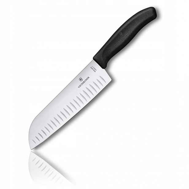 Nůž santoku Victorinox Swiss Classic 6.8523.17B 17 cm rýhovaný černý