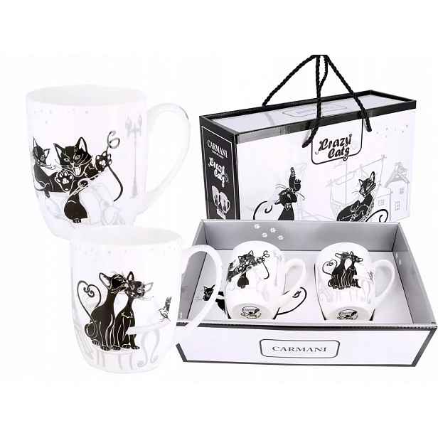 Sada 2 hrnků Carmani Crazy Cats porcelán 400 ml