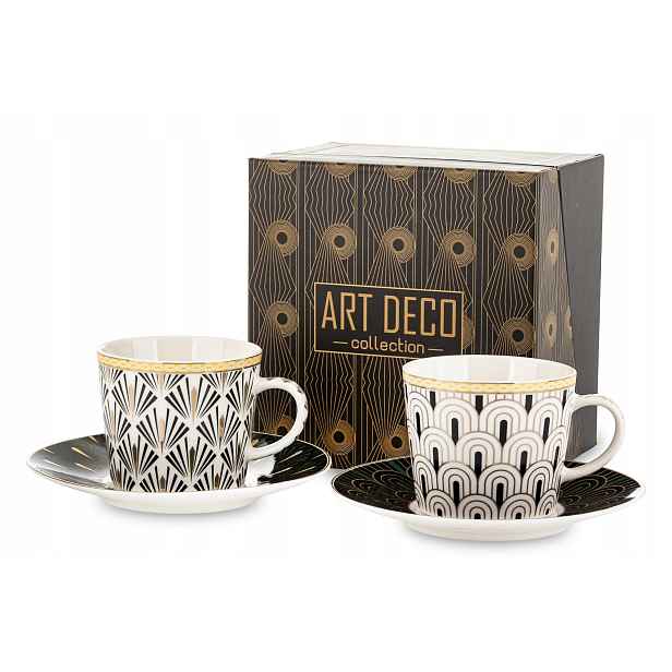 Sada porcelánových šálků s podšálkem 220 ml Porcelán Dárek Art Deco