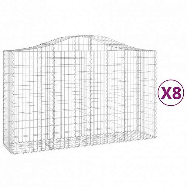 vidaXL Klenuté gabionové koše 8 ks 200x50x120/140cm pozinkované železo