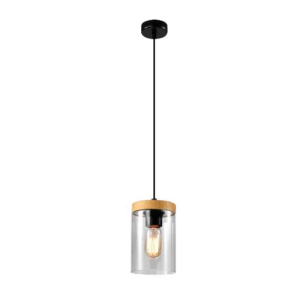 Závěsná skleněná skandinávská lampa Dřevěné stropní svítidlo Wels Candellux