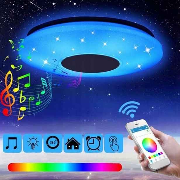 Stropní Svítidlo Rgb S Bluetooth Led Reproduktorem 60 W S Dálkovým Ovládáním Aplikací App