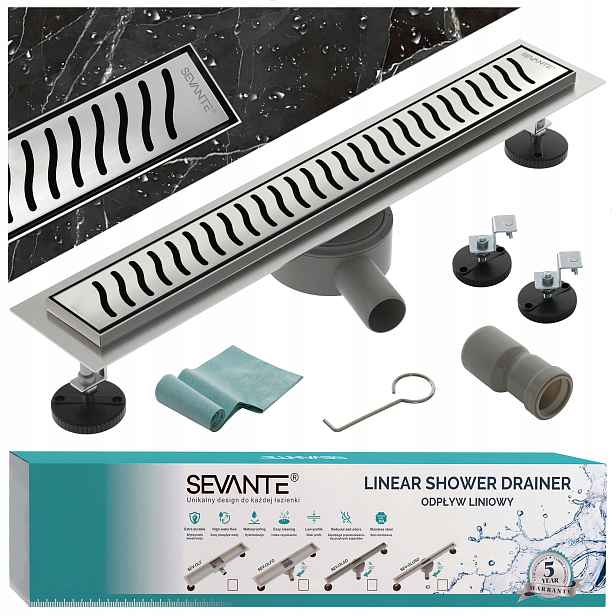Lineární odtok s maskovacím otvorem 90 cm Flat inox nerezová ocel otočný sifon