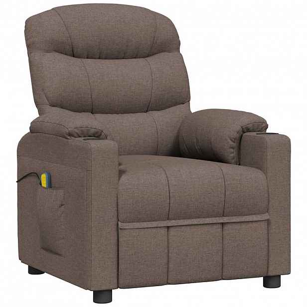vidaXL Masážní křeslo taupe textil