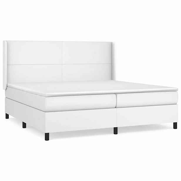 vidaXL Box spring postel s matrací bílá 200x200 cm umělá kůže