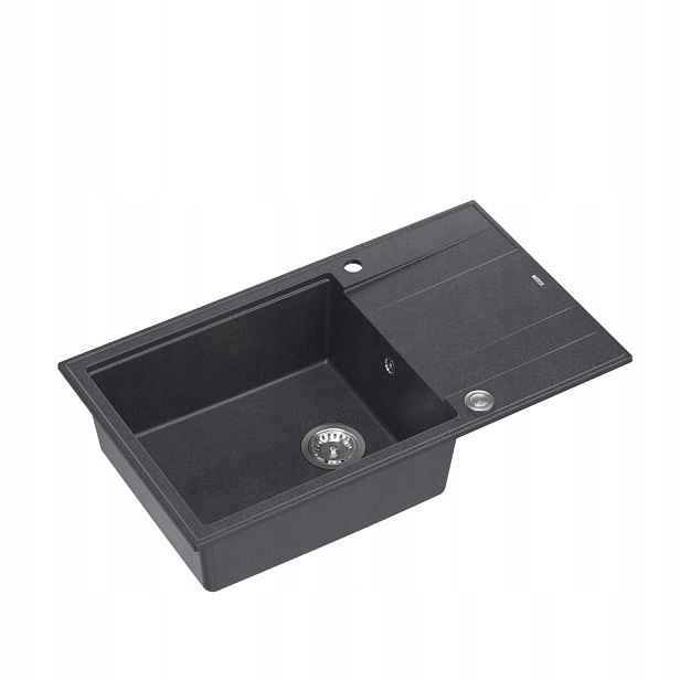 Quadron Evan 136XL 1-komorový dřez se sifonem 86x50x21 cm Černá Ocel