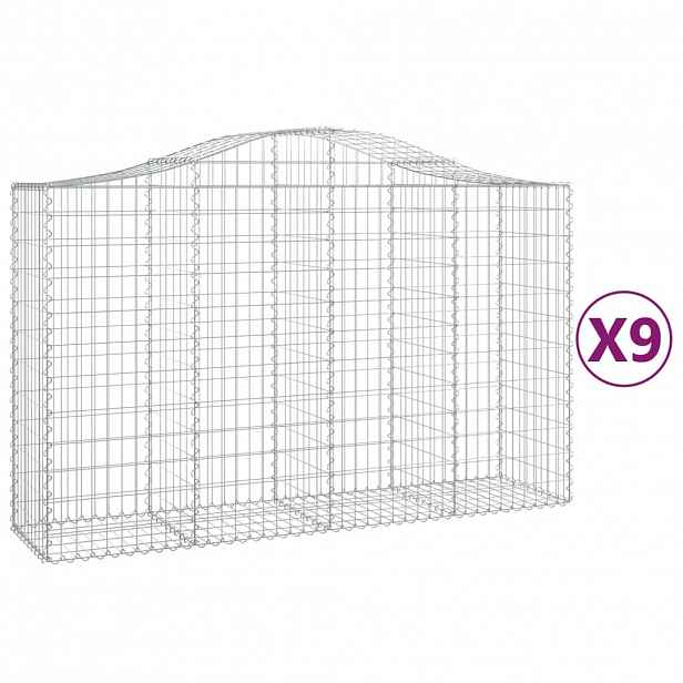 vidaXL Klenuté gabionové koše 9 ks 200x50x120/140cm pozinkované železo