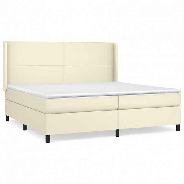 vidaXL Box spring postel s matrací krémová 200x200 cm umělá kůže