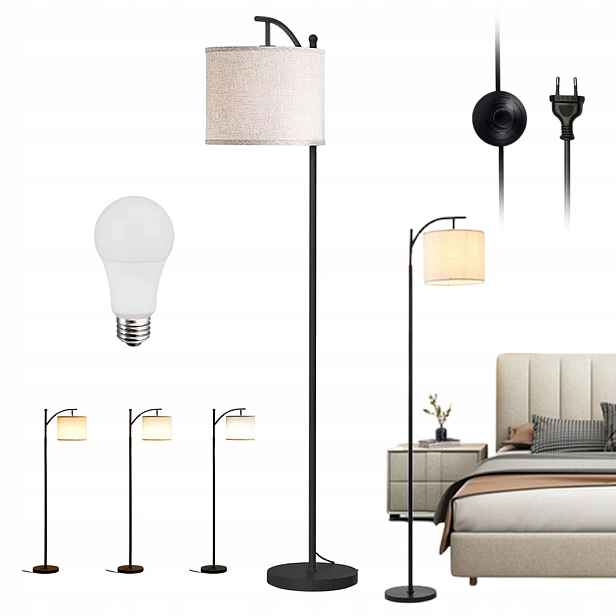 Klasická Módní Stojací Lampa S Podlahovým Stínítkem A Stínítkem 175 CM E27 Led