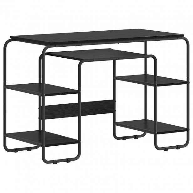 vidaXL Stůl s úložným prostorem Černý dub 113,5 x 52 x 75,5 cm