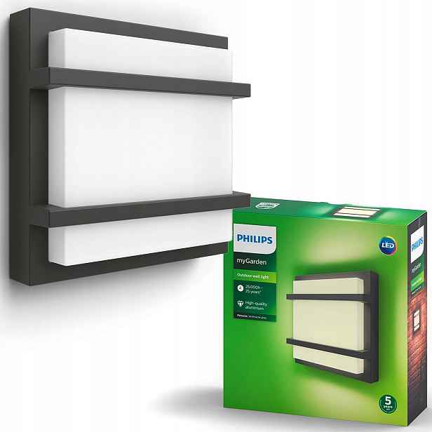 Zahradní Led lampa Fasádní nástěnné svítidlo Petronia 3,8W IP44 Antracit Philips