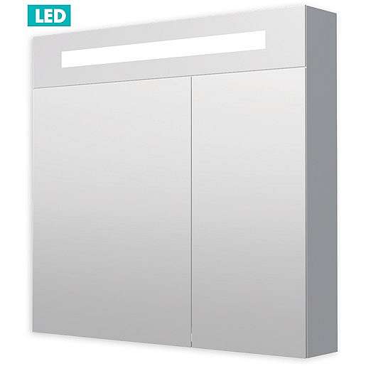 Zrcadlová skříňka s osvětlením Naturel Iluxit 80x75 cm MDF šedostříbrná GALZS80LED