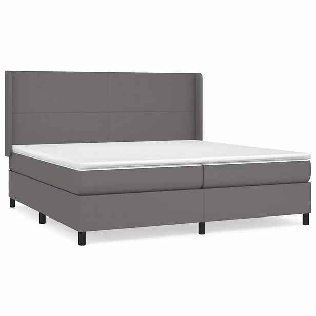 vidaXL Box spring postel s matrací šedá 200x200 cm umělá kůže