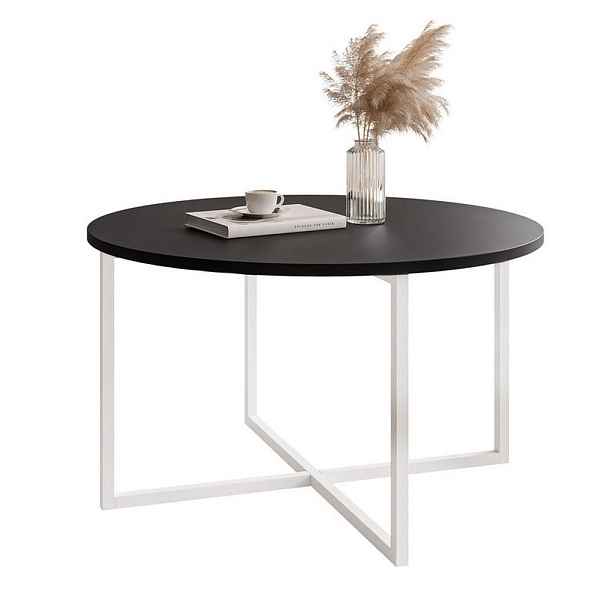 Idohome KONFERENČNÍ STOLEK BESARO 75/47 cm kulatý, bílý / černý