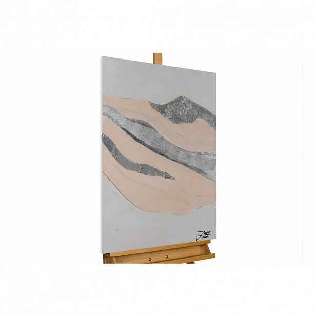 KUNSTLOFT RUČNĚ MALOVANÝ AKRYLOVÝ OBRAZ ŠEDÝ/BÉŽOVÝ, 60/90 CM