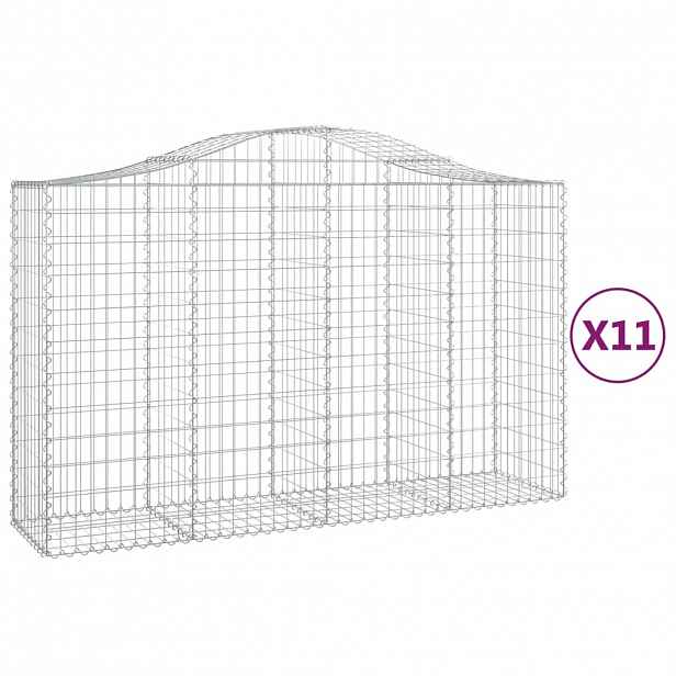vidaXL Klenuté gabionové koše 11ks 200x50x120/140cm pozinkované železo