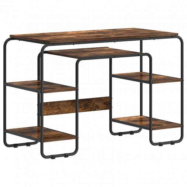 vidaXL Stůl s úložným prostorem Kouřový dub 113,5 x 52 x 75,5 cm