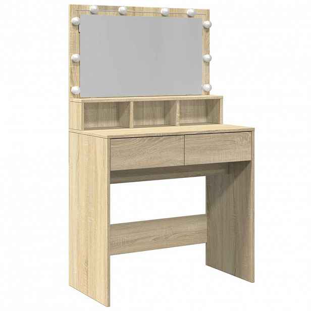 vidaXL Toaletní stolek s LED dub sonoma 80 x 41 x 134,5 cm