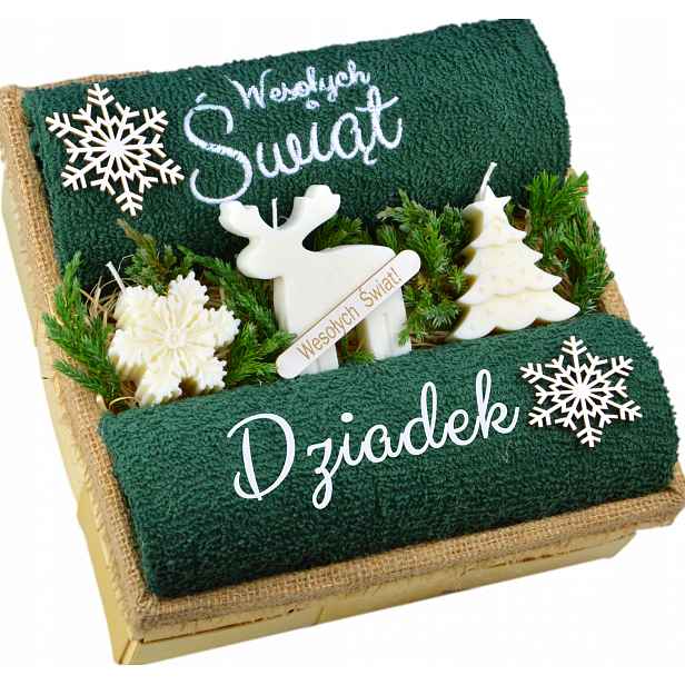 Elegantní dárek pod stromeček k Vánocům Svíčky Ručníky Pro Babičku Dědečka