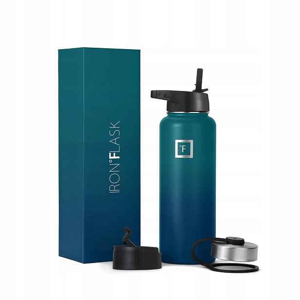 Sportovní termoska z oceli Iron °flask, 3 víčka a brčko 1,2 l