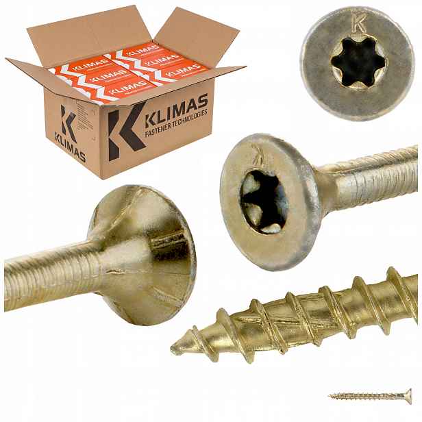 Vruty do dřeva Torx 6x60 mm 1200 ks tesařské kuželové Klimas Wkcs