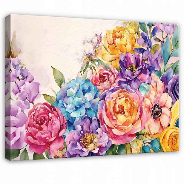 Wallarena OBRAZ na plátně s květinami abstraktní barevný 60x40 cm
