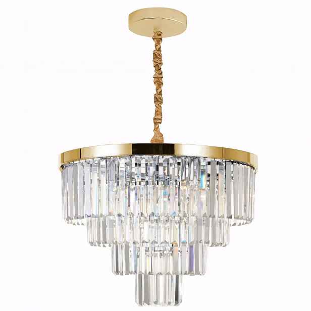Křišťálová Závěsná Lampa Zlatý Lustr Glamour 57 CM
