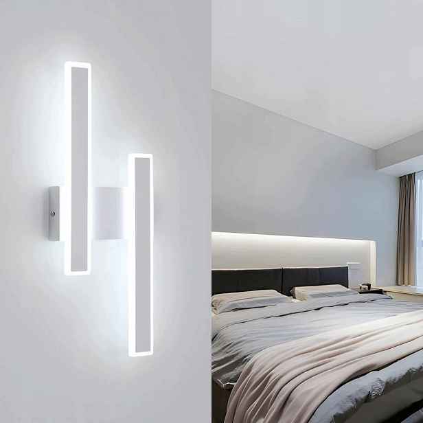 Moderní nástěnné Led svítidlo, bílé, 19W, studená bílá 6500K – ideální do obývacího pokoje nebo na chodbu