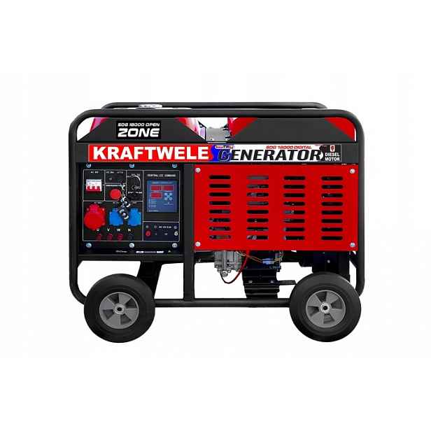 Přenosný třífázový generátor KrafTWele 14400 W diesel +ats