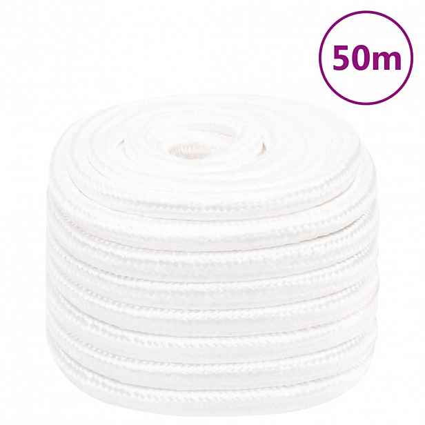 vidaXL Lodní lano celobílé 20 mm 50 m polypropylen
