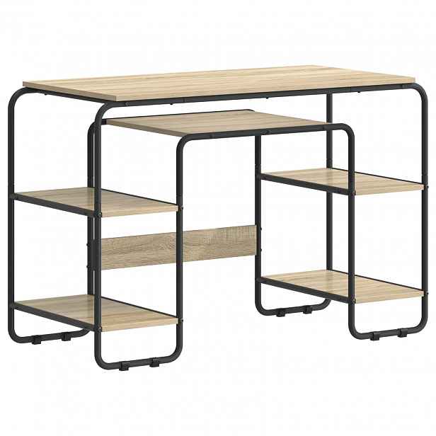 vidaXL Stůl s úložným prostorem Dub sonoma 113,5 x 52 x 75,5 cm