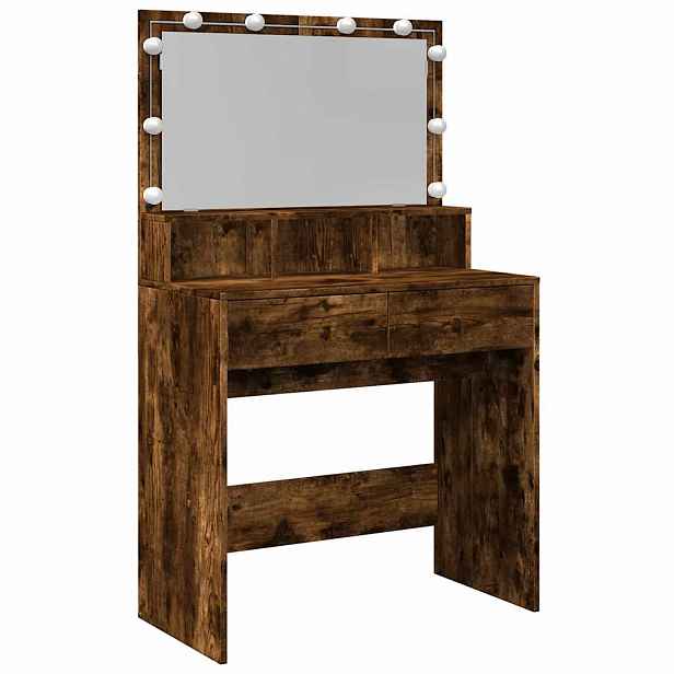 vidaXL Toaletní stolek s LED kouřový dub 80 x 41 x 134,5 cm